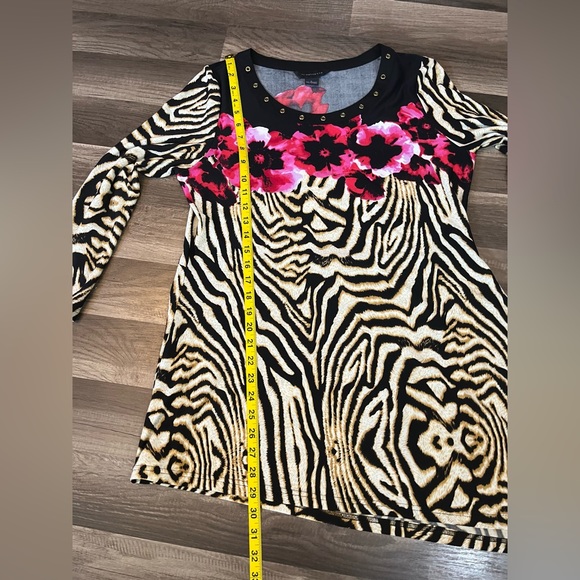 INVESTMENTS WOMEN'S FLORAL/ANIMAL PRINT ASYMMETRICAL TUNIC SIZE L - Picture 6 of 9